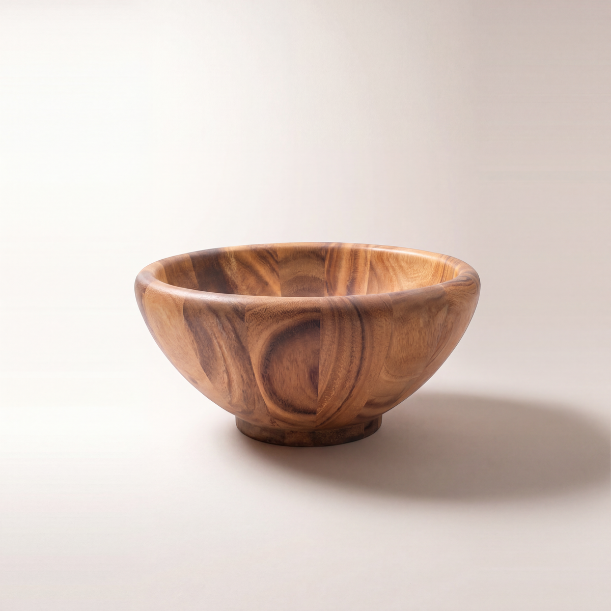 Acacia Wood Serving Bowl with Edged Rim