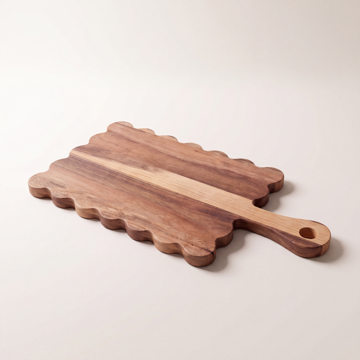 Large Acacia Wood Scalloped Paddle Serving Board