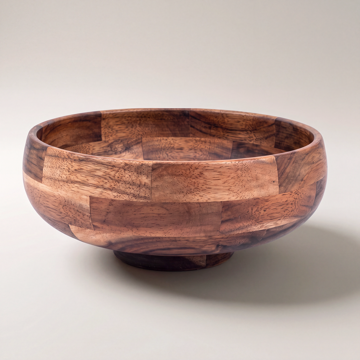 Acacia Wood Large Serving Bowl on Pedestal Base