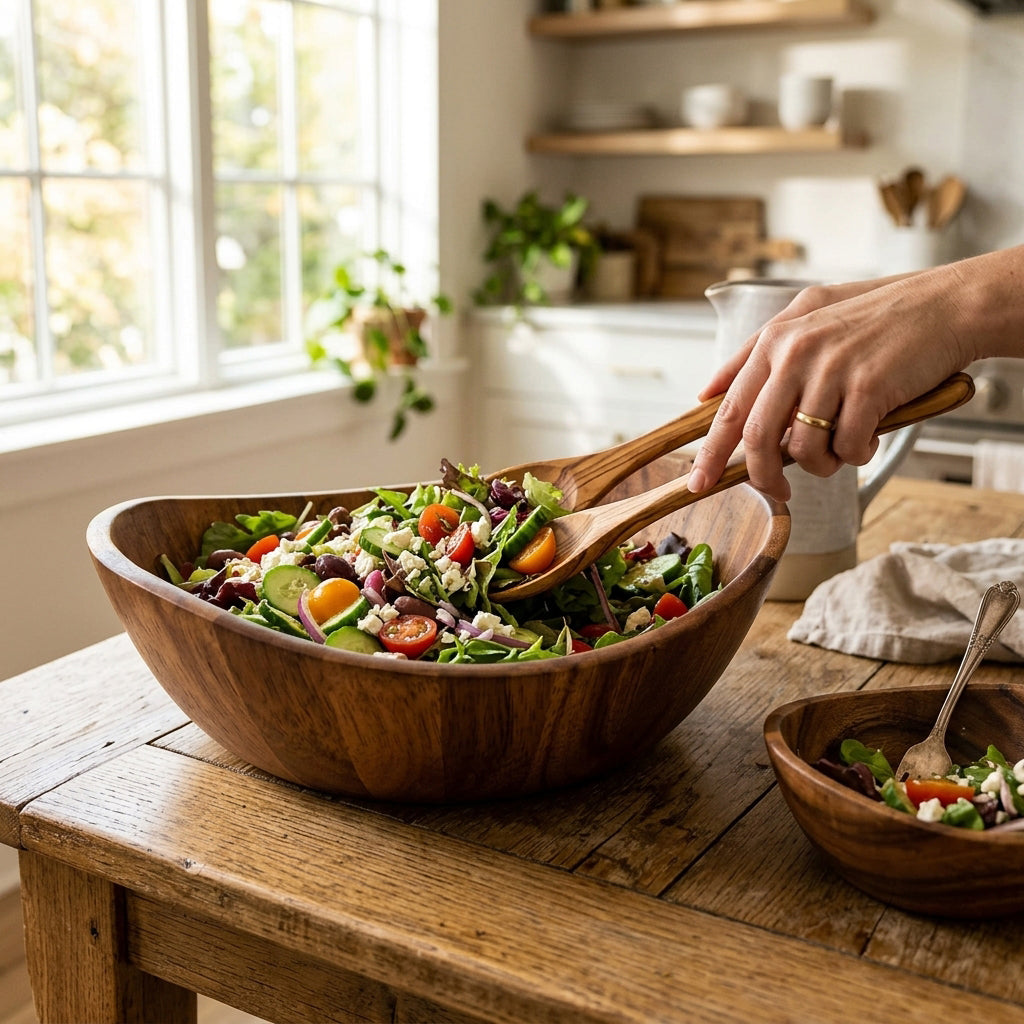 Acacia Wood Curved Design Bowl