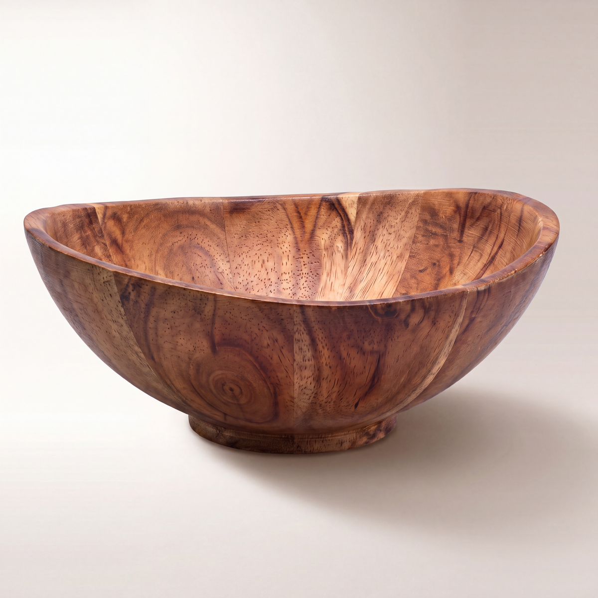 Acacia Wood Bowl with Sloped Design