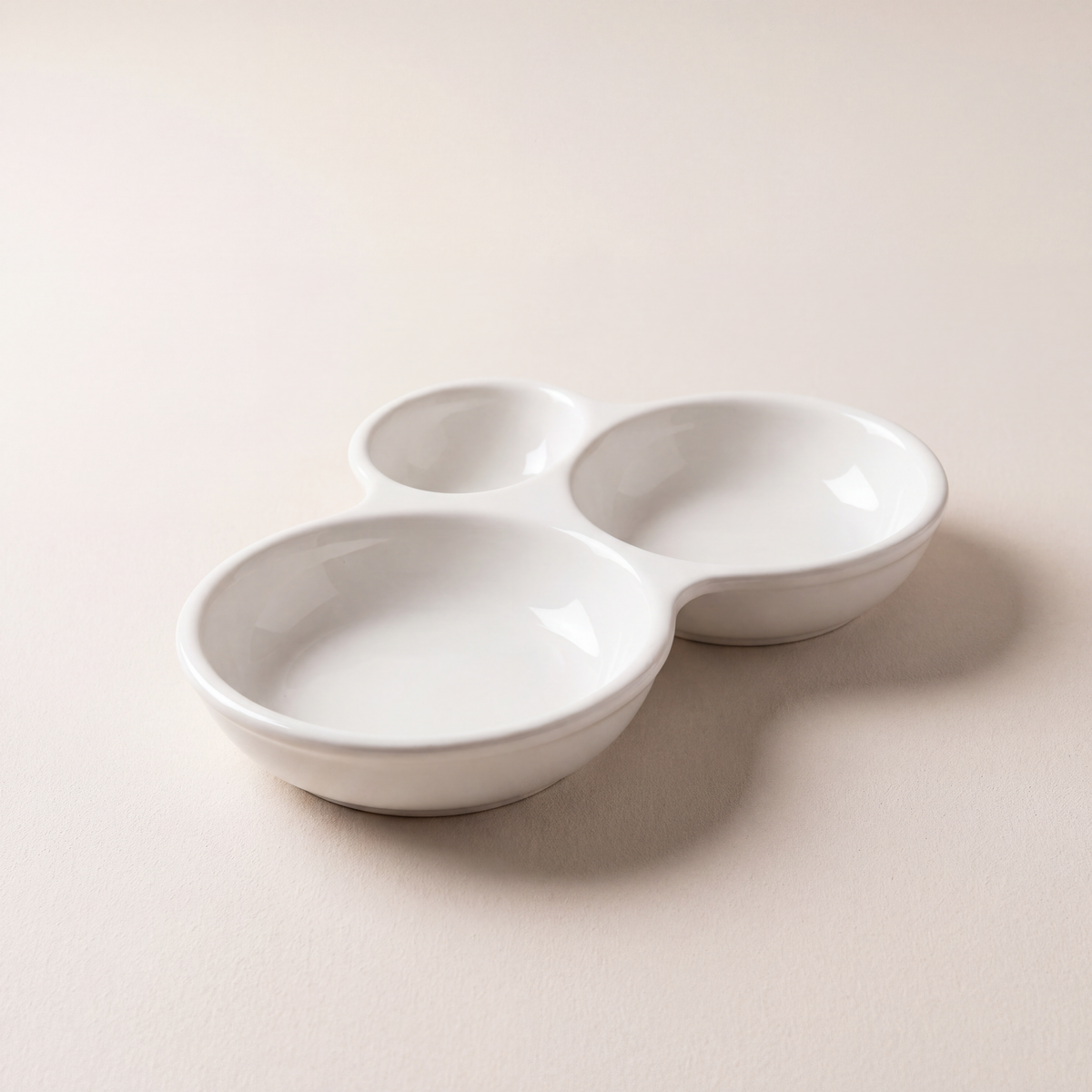 3-Compartment Ceramic Serving Bowl