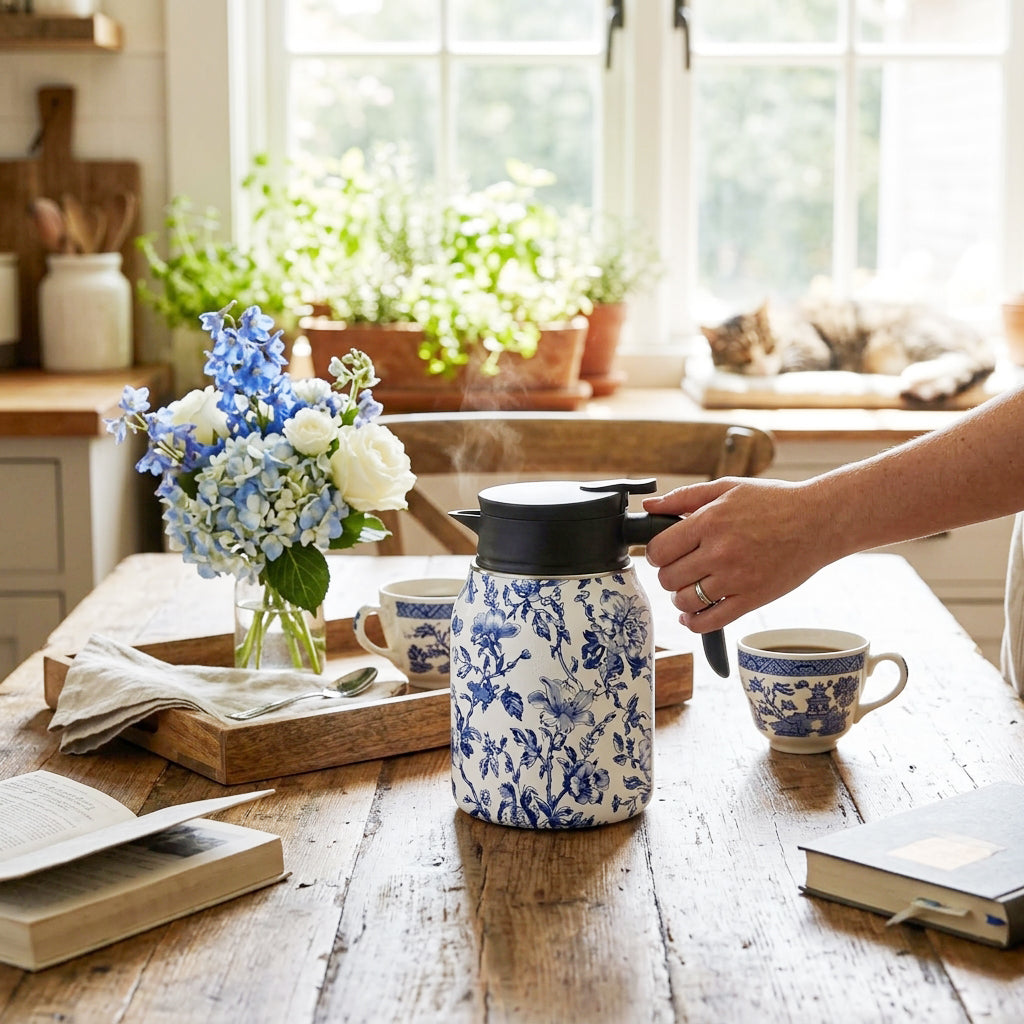 Vintage Floral Pattern Tea Thermos 1.5L