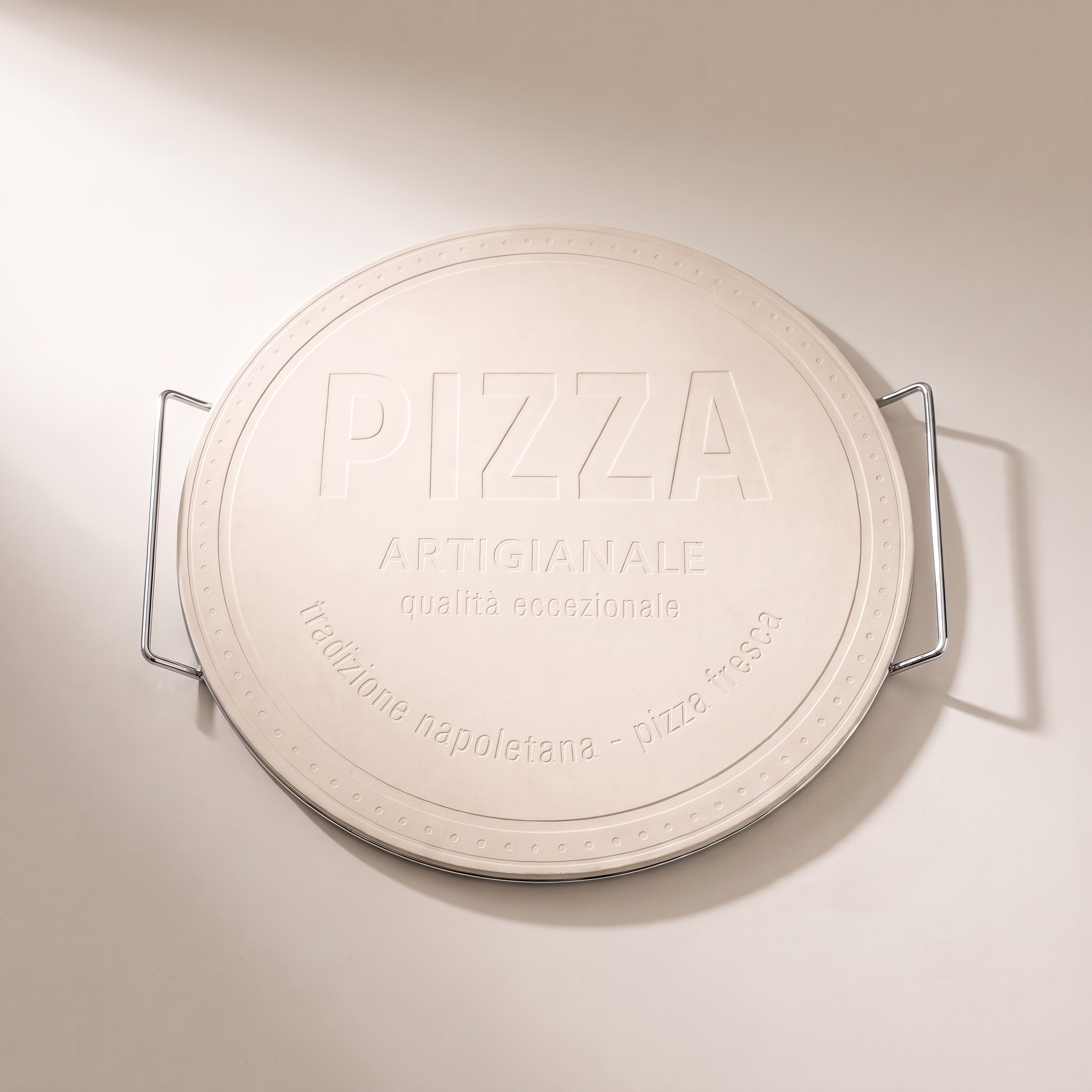 15" Pizza Stone Set with Cooling Rack & Pizza Cutter (Embossed Design)
