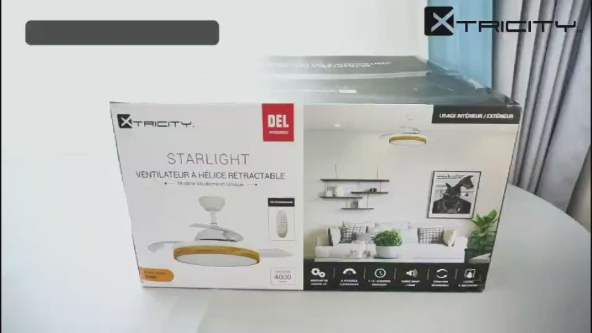 Charger la vidéo : 42" LED Ceiling Fan with Light &amp; Remote — White — installation video