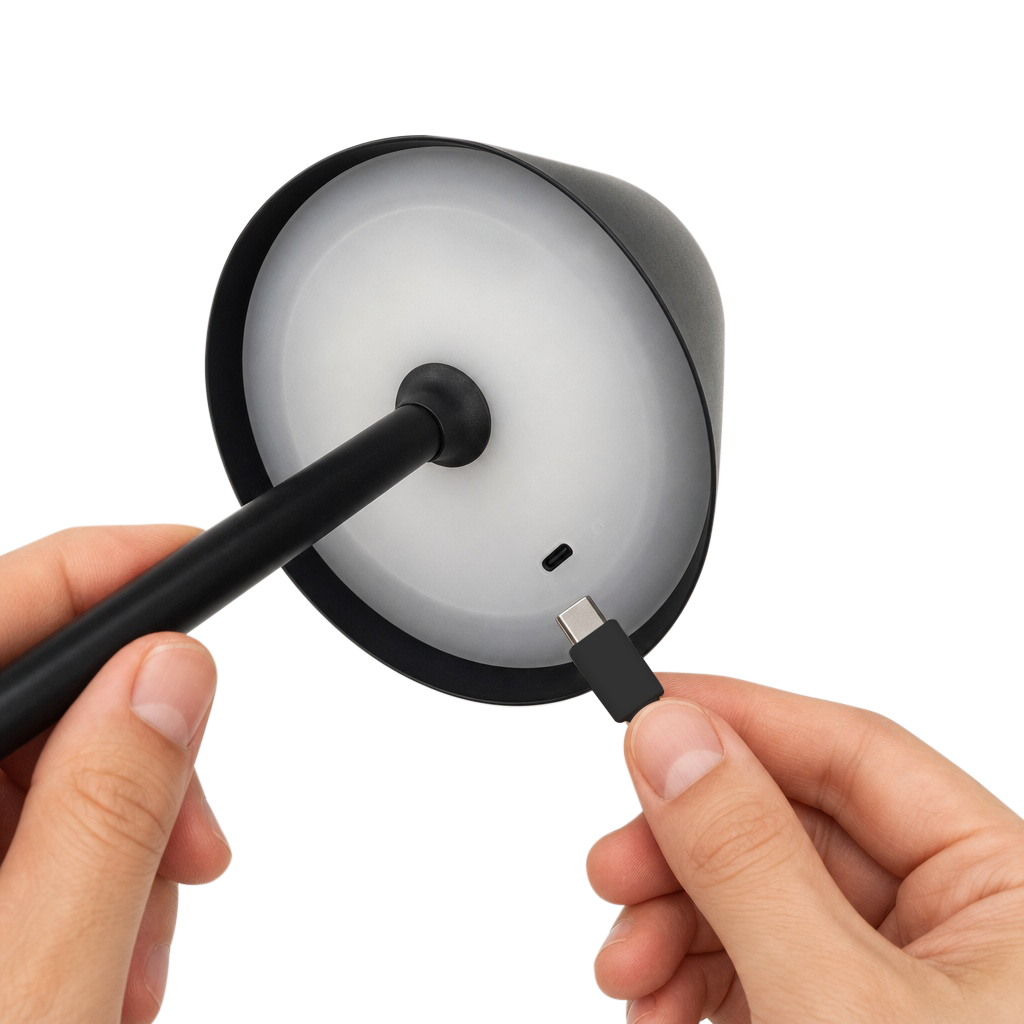 Connect USB-C cable for charging