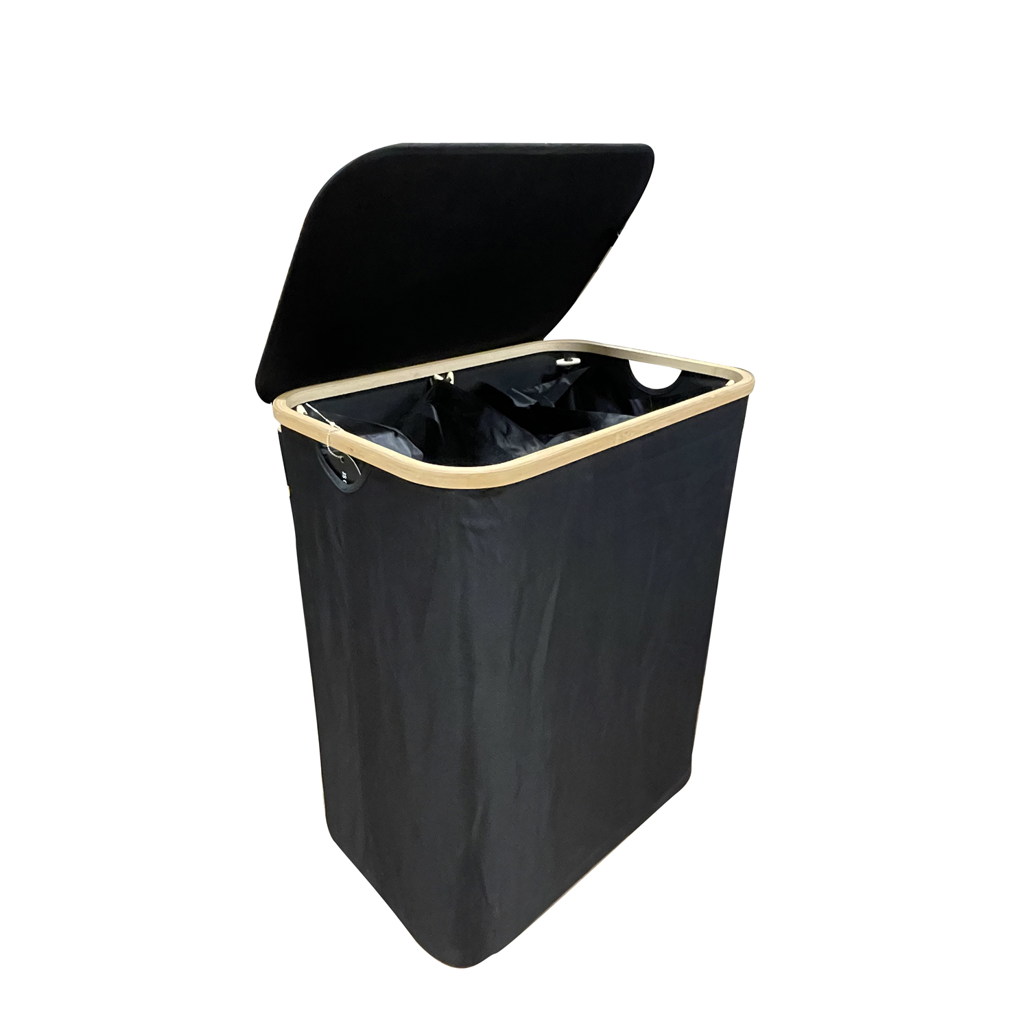 LAUNDRY BASKET WITH 2 INNER BAGS & PVC LID – BLACK 57 x 37 x 67 CM 