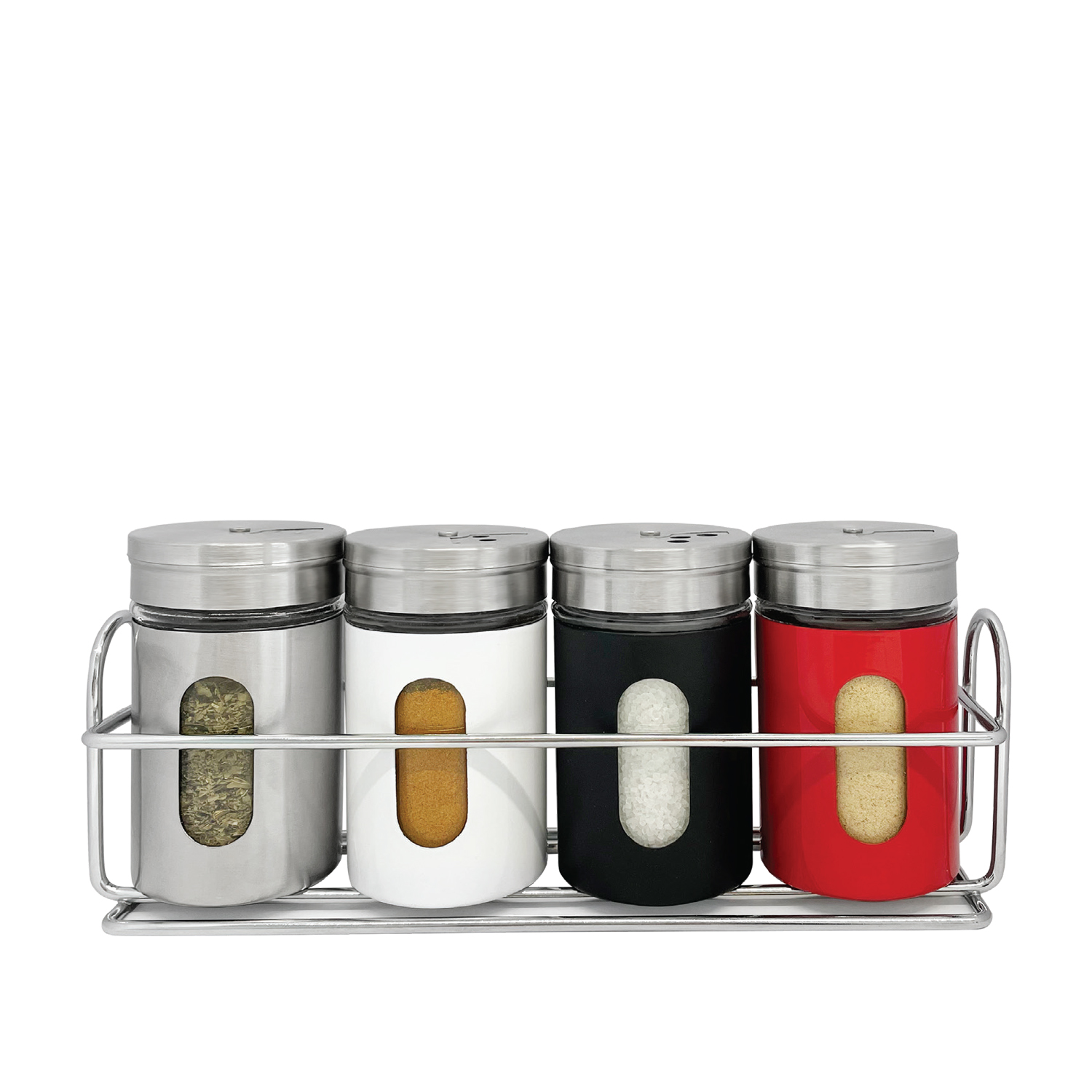 Stainless Steel Condiment Holder Salt Pepper Canister Metal Storage  Container Canister